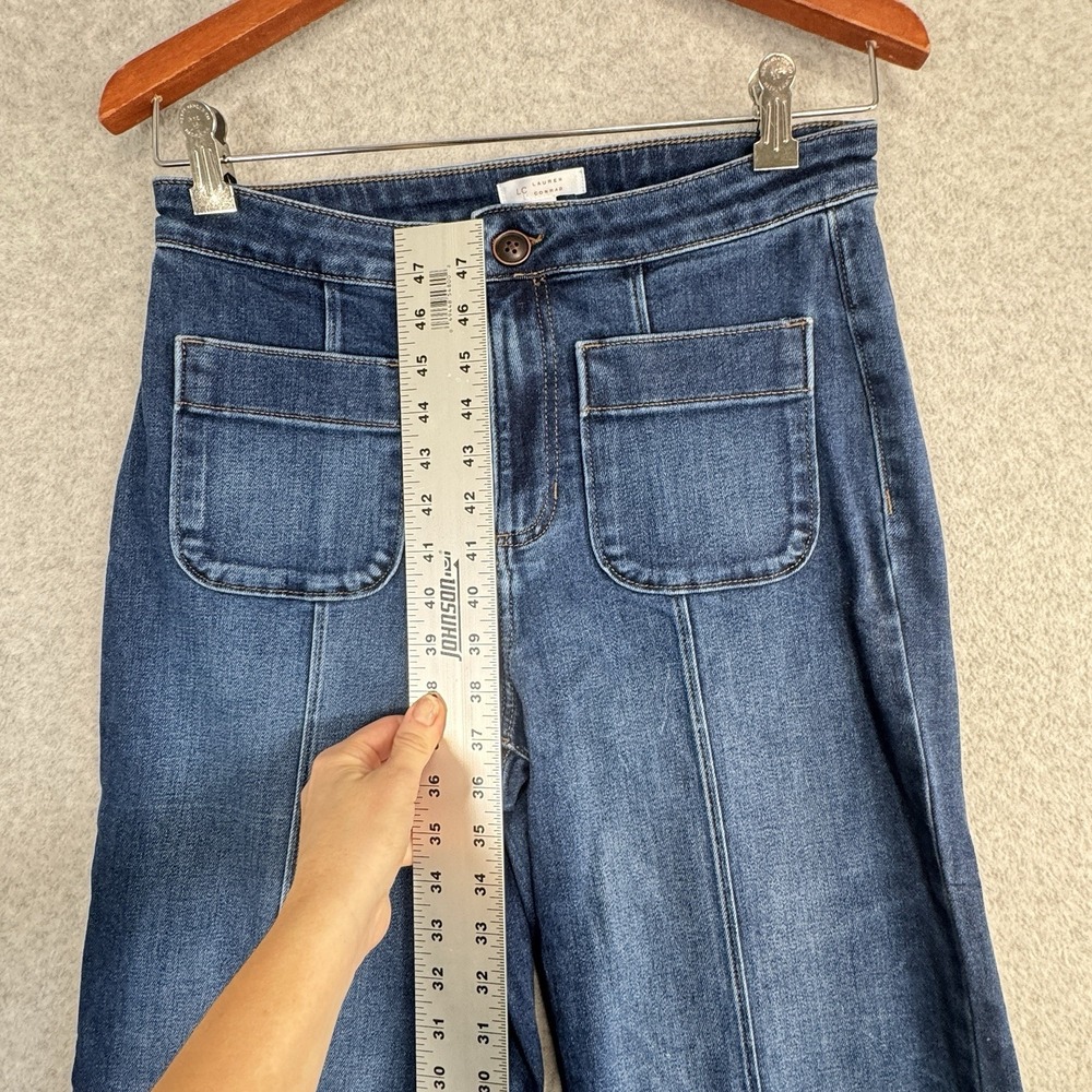 LC Lauren Conrad Super High Rise Wide Leg Jeans Women's 8 Patch Pocket Denim - Picture 3 of 10